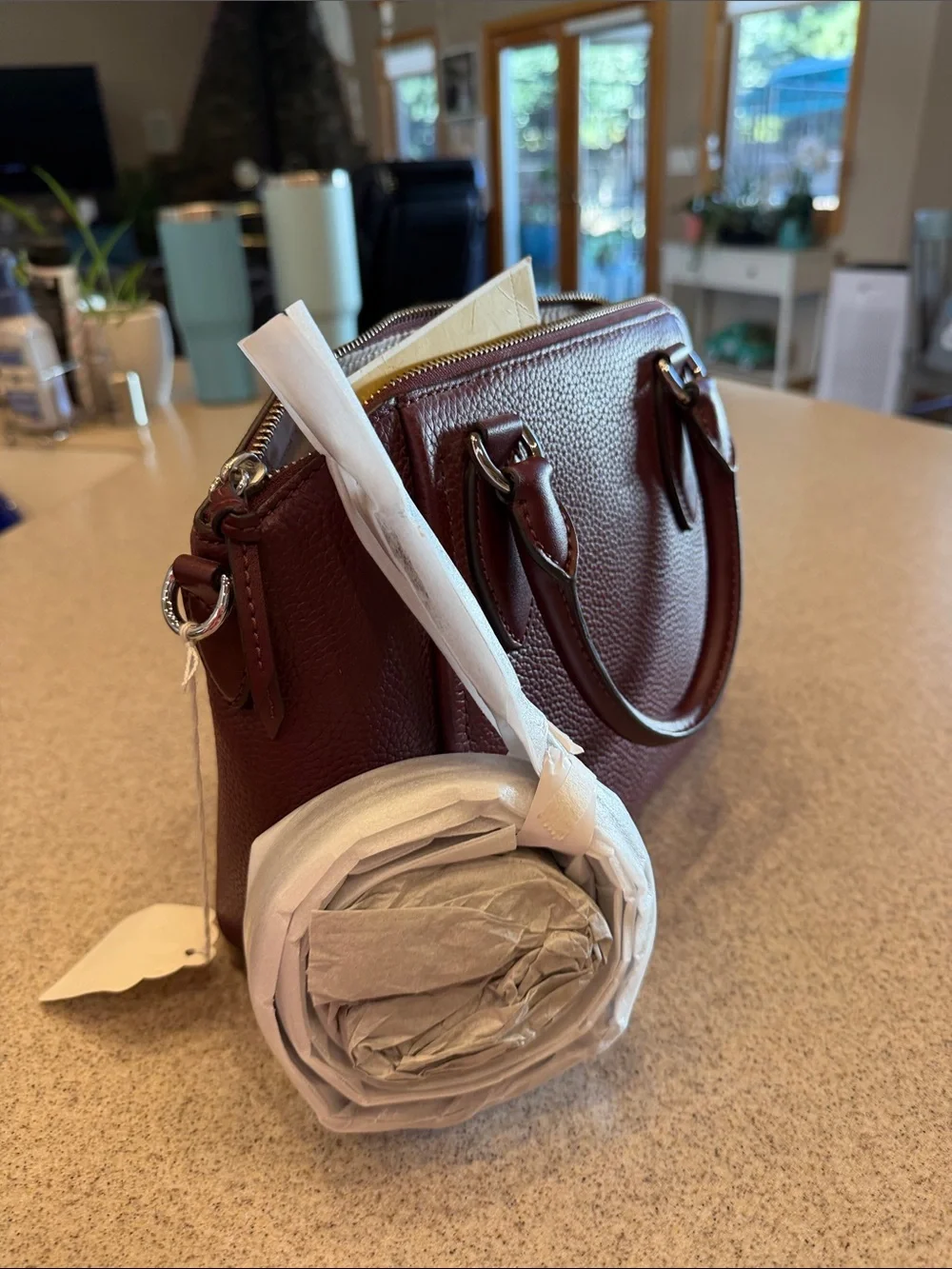 NWT Michael Kors Sienna Merlot Md messenger Leather Satchel Silver hard ware